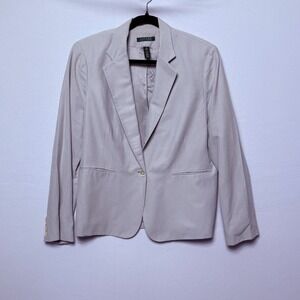 Lauren Ralph Lauren Silk Linen Blazer Jacket Ivory Size 16 Quiet Luxury Classic